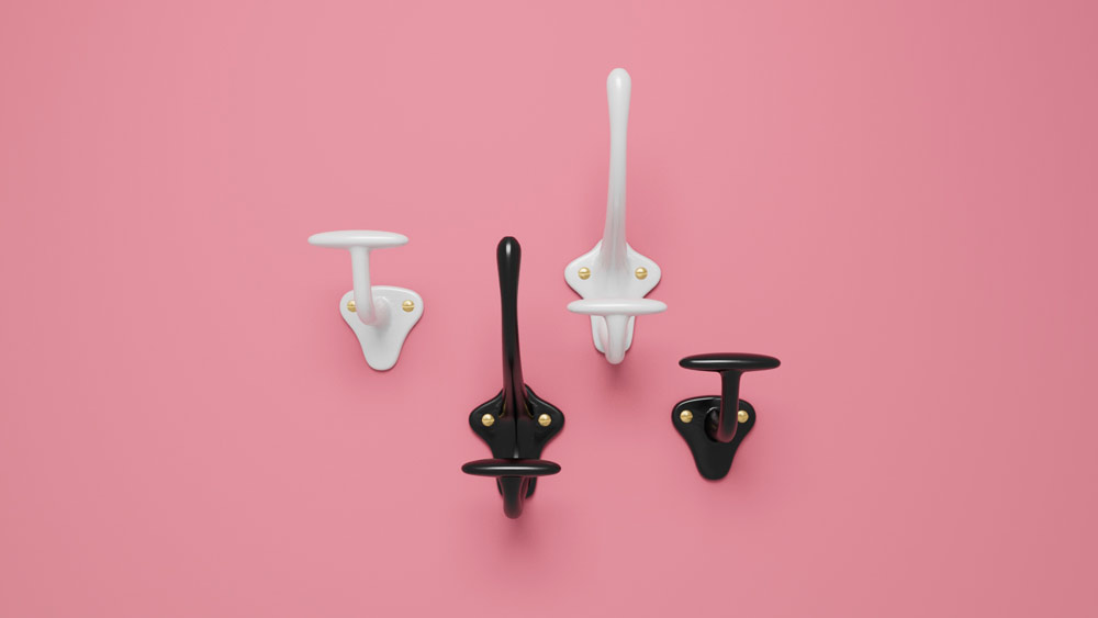 Création d'une collection de crochet en fer emailé pour une entreprise de design d'intérieur