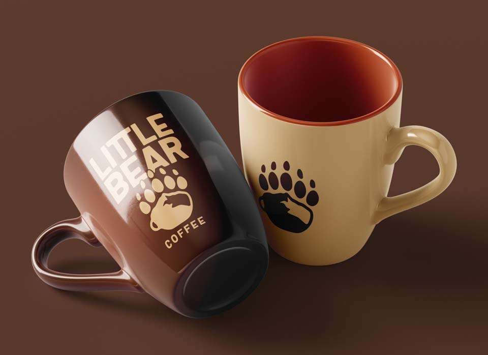 Produits et mershandising pour le restaurant de café avec une nouvelle identité graphique