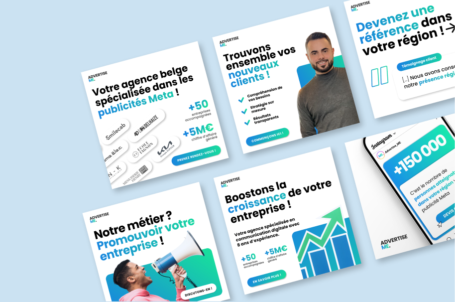 Création de visuels publicitaires pour les campagnes meta en Belgique
